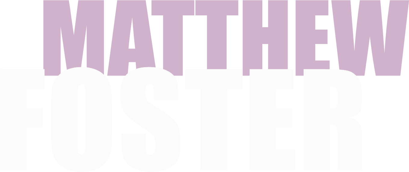 Large Matthew Foster Photography logo in pink and white