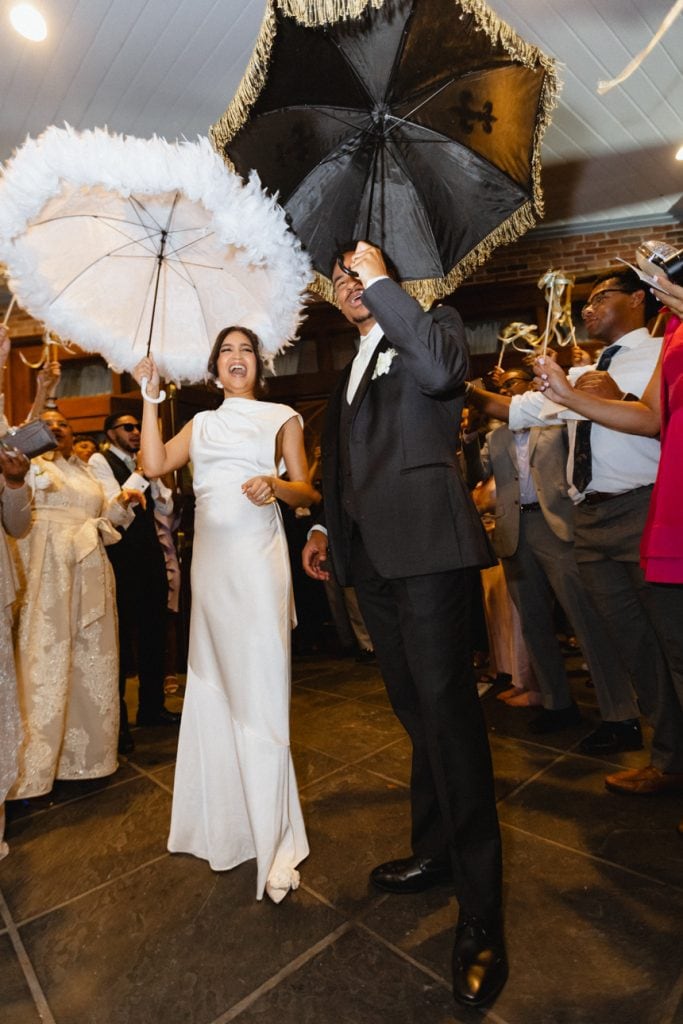 Celebrating love at a New Orleans wedding with guests enjoying the lively atmosphere and elegant attire.