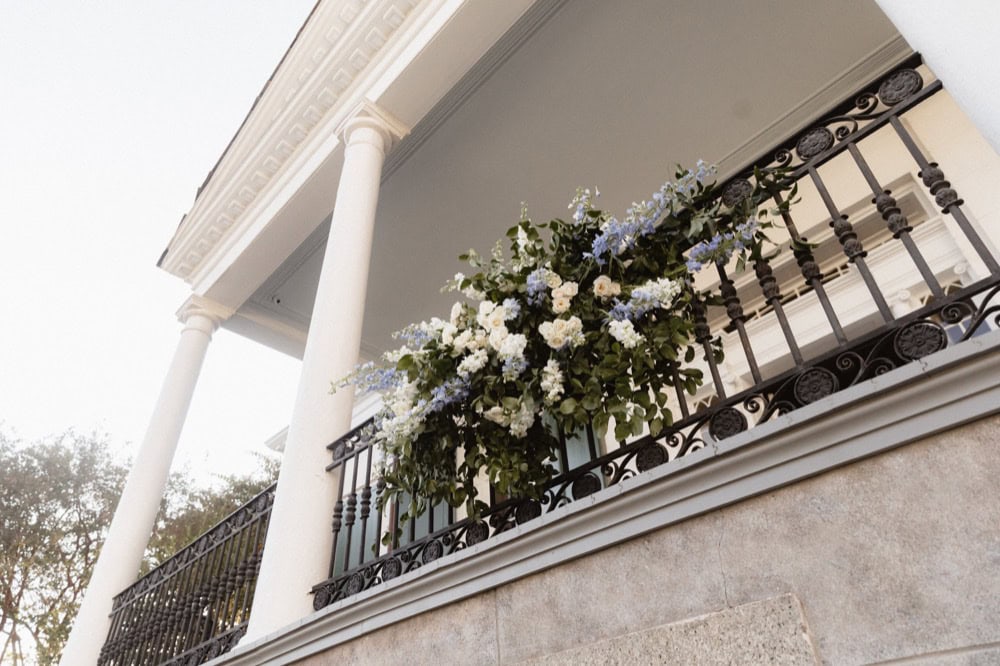 Elegant porch with floral arrangement in New Orleans at the BK House.