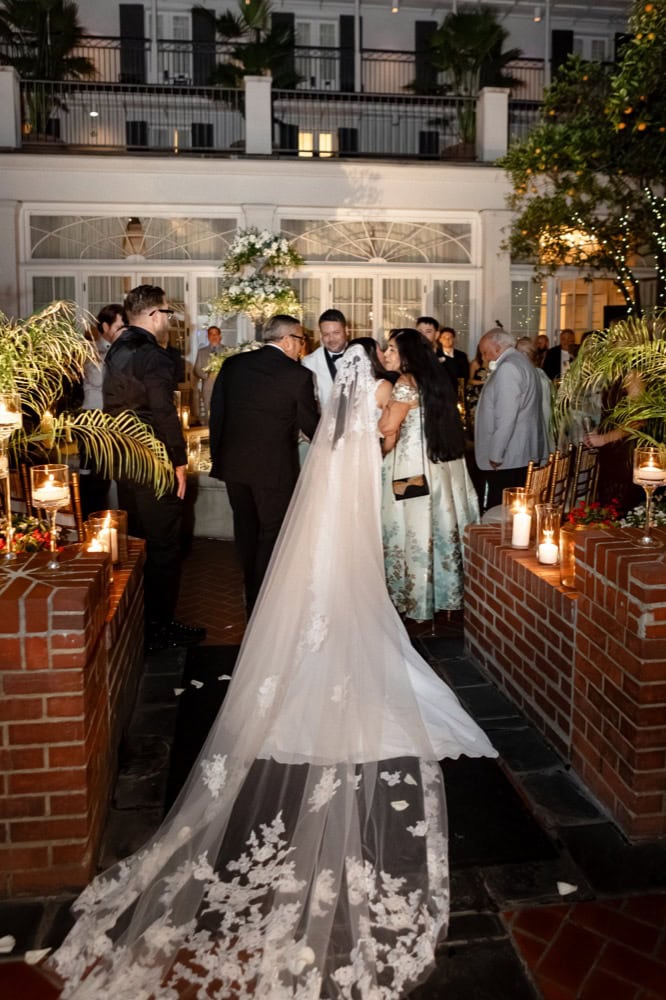 Wedding reception at a charming New Orleans venue with guests enjoying the celebration.