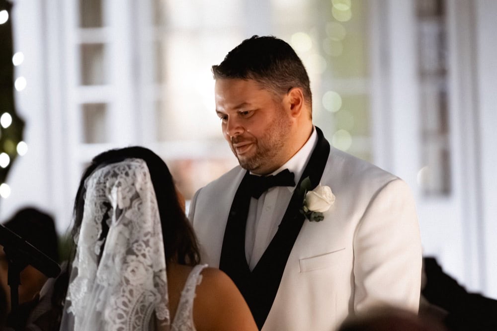 Wedding couple exchanging vows during a New Orleans wedding ceremony.