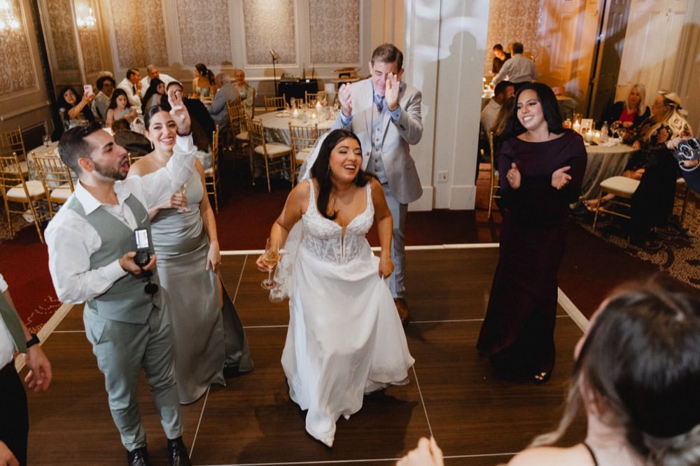Celebrating love and happiness at a wedding reception in New Orleans.
