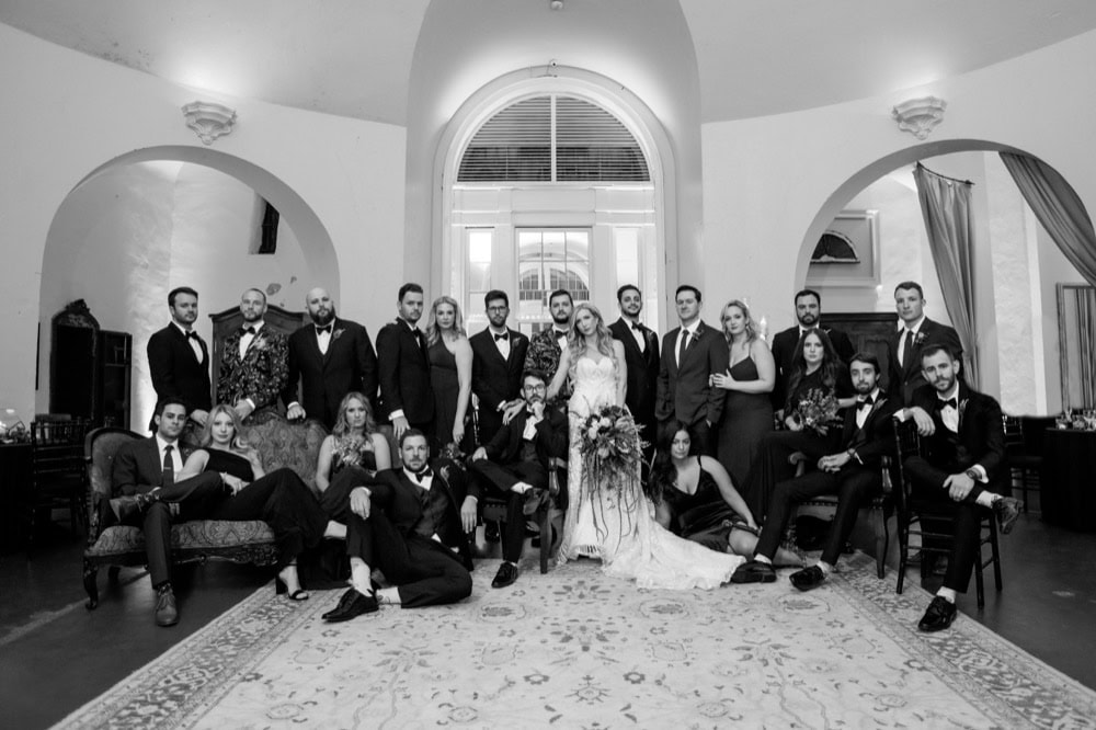 Wedding party in elegant indoor setting, New Orleans, photographed by Matthew Foster.
