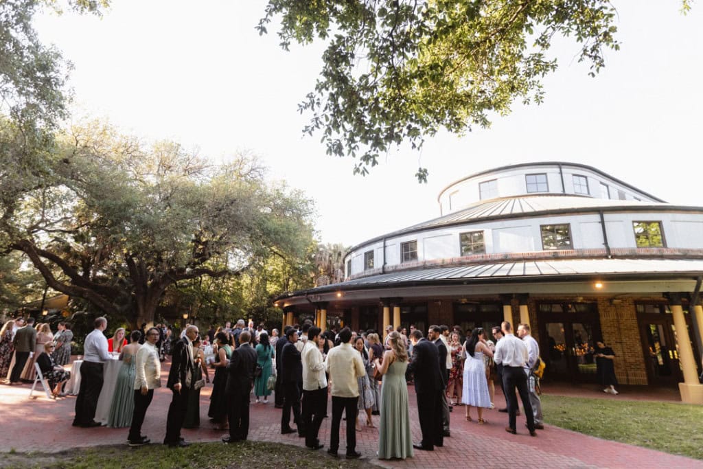 Wedding guests gather outside the Audubon Tea Room in New Orleans.